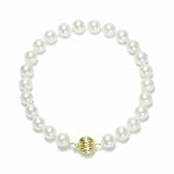14k Yellow Gold Saltwater Cultured Akoya Pearl AA Grade 6.5-7mm Bracelet, 7.25