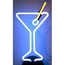 Martini Glass (Blue/Yellow Neon) (17"h x 8"w x 6"d)