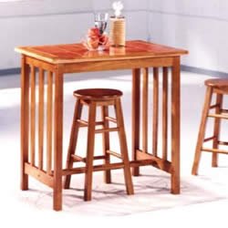 Mission Breakfast Bar with Stools &acirc;&euro;&ldquo; Terra Cotta Top