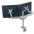 MDM05 Soporte per due monitore con braccio girevole e morsetto da tavolo : due monitore su un tavolo