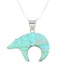 Southwestern Blue Opal Inlaid Bear Pendant in Sterling Silver by Native American Indian Artist Calvin Begay with 20" Sterling Snake Chain, #7785