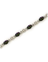 14K White Gold Oval Mystic Topaz and Diamond Bracelet