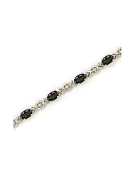 10K White Gold Oval Mystic Topaz and Diamond Bracelet