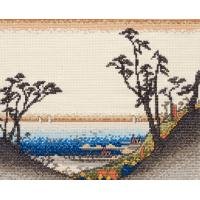 ししゅうキット　7142（ベージュ）　日本名所絵百選シリーズ　白須賀（汐見阪図）