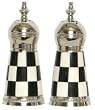 Decorative Salt and Pepper Shakers With Inlaid Black and White Bone Sides