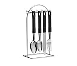 24PC TAFA BLACK CUTLERY SET ON WIRE STAND FOR HOME/HOTEL/RESTAURANT