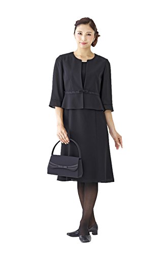 (モノワール) MONOIR 喪服 レディース 礼服 夏 夏用 大きいサイズ ウォッシャブル 前開き 授乳 ブラックフォーマル ワンピース ミニネックレス付き 02J52240