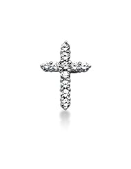 14K White Gold Round Diamond Share Prong Set Cross Pendant (2.20ct)
