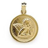 14K Yellow Gold Medium Guardian Angel Disc