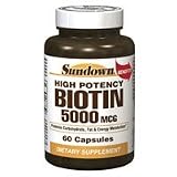 Biotin 5000 Mcg Vitamin Supplement Capsules, By Sundown - 60 Ea