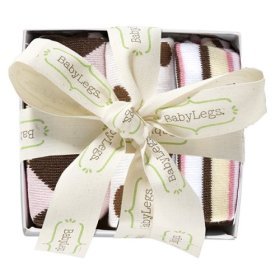 BabyLegs Jill Gift Set of 3 (Pink/Brown Stripes, Pink/Brown Argyle, Pink/Brown Dots) Leg Warmers BabyLegs Jill Gift