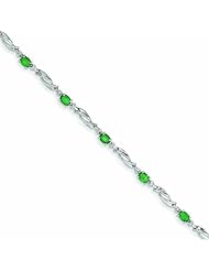 1.6 Carat 14K White Gold w/ Diamond and Emerald Gemstone Bracelet