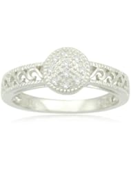 Sterling Silver Filigree Diamond Ring (0.04 cttw, I-J Color, I2-I3 Clarity)