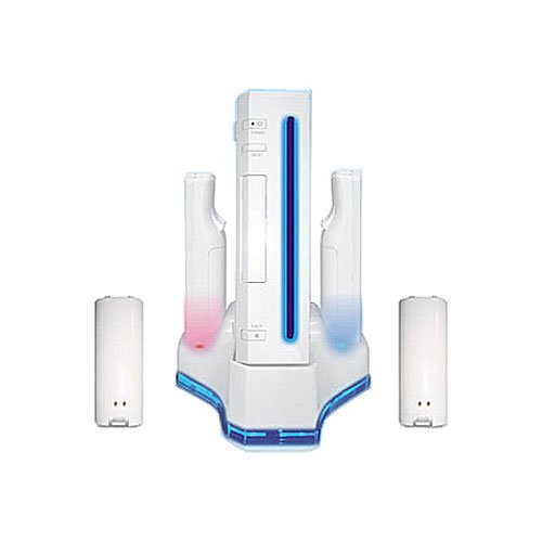 Nintendo Wii 6 in 1 Charging / Docking Station with Console Stand & Cooling Fan, Double Remote Charging Dock, and includes 2 External Rechargable Battery Packs