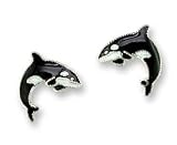 Orca Whale Sterling Silver and Enamel Earrings by Zarah