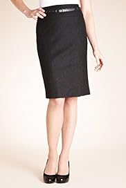 Knee Length Flecked Pencil Skirt with New Wool