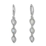 Sterling Silver Moonstone Dangle Earrings by Sajen