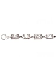 MMA Silver - 8 inch Hammered Link Toggle Bracelet