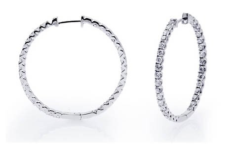 18k White Gold Diamond Hoop Earrings (1 1/2 ct. tw.)