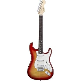 Squier by Fender Vintage Modified Strat, Cherry Sunburst Flamed Maple Top: Musical Instruments