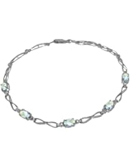 14k Gold Tennis Bracelet with Genuine Aquamarines & Diamonds