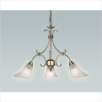 Endon 3 Arm Ceiling Light/Antique Brass With Opal Glass Shade/Max 3X40W SES