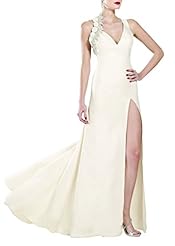 A-line V-neck Sleeveless Plunging Neck General Print Applique Open-Back Fitted Beaded Slit Floor Length Natural   Waistline  Dress