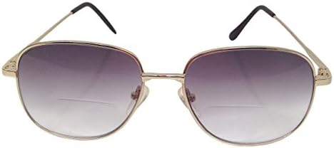 NEW LARGE BIFOCAL GOLD FRAME TINTED READING GLASSES TWO TONE LENSES MAGNIGO (+4.00)