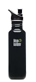 Klean Kanteen Stainless Steel 27 Ounce Water Bottle with 2.0 Sports Cap, Black Eclipse