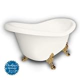 American Bath Factory B1-1600-BB-DM3-M2-25-PB-C1-LH Princess Slipper Clawfoot Bathtub in Bisque, Paw