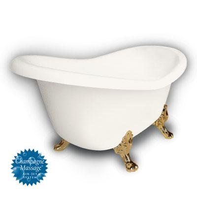 American Bath Factory B1-1600-BB-DM3-M2-25-PB-C1-LH Princess Slipper Clawfoot Bathtub in Bisque, Paw