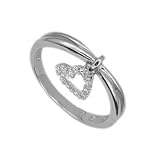 .925 Sterling Silver Promise Ring With Hanging Heart