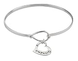 Sterling Silver Grandma Open Heart Catch Bangle Bracelet