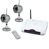 2 Cctv Security Colour Camera 380tv 14 Cmos Sensor Wireless With Av Receiver Remote Control Internal External Weatherproof 30 Led Infra Red Day Night Vision 0lux 6mm 42 Degrees