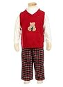 Bebini 3-Pc Plaid Bear Sweater Vest, Turtleneck + Pants Set