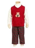 Bebini 3-Pc Plaid Bear Sweater Vest, Turtleneck + Pants Set