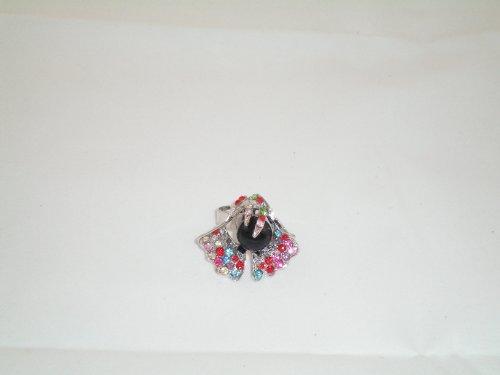 Ring Adjustable with crystals and simulated pearl MULTI