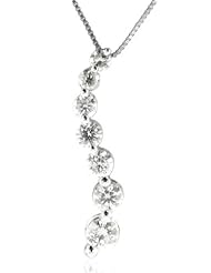14K White Gold 7 stone Journey Diamond Pendant Necklace(GH, I1-I2, 0.75 carat)