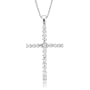 14k White Gold Cross Diamond Pendant Necklace (GH, SI3-I1, 0.25 carat)