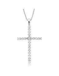 14k White Gold Cross Diamond Pendant Necklace (GH, I1-I2, 0.25 carat)