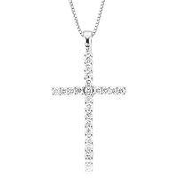 14k White Gold Cross Diamond Pendant Necklace (GH, SI3-I1, 0.25 carat)