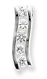 Sterling Silver Double Wave 3mm CZ (Cubic Zirconia) Pendant