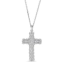 Sterling Silver Diamond Cross Pendant with 18" Chain