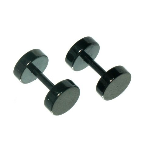 Illusion Tunnel Plug Black Stainless Steel Men Unisex Earrings 5mm – men earrings