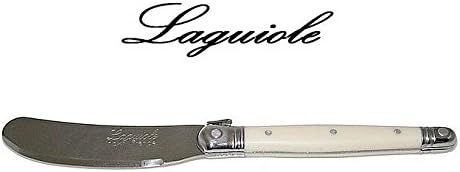 French LAGUIOLE Dubost - Ivory - 12 Butter Knives - Stainless Steel Lemmet (Genuine Quality Family Dinner White Color Table Flatware/Cutlery Spreaders Setting for 12 People - Each Knife: 6 inches - Manufactured in France - With Certificate of Authenticity - Direct From France)
