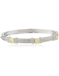 Judith Ripka "Giftables" 3 Cushion Stones Canary Bangle Bracelet