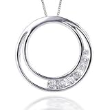 14K White Gold 1/4ctw. Journey Diamond Circle Pendant w/ 18\