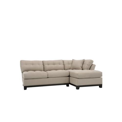 Cindy Crawford Beige Microfiber 2pc Sectional Sofa