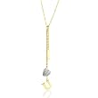 10K Two-tone Gold I Love You Dangle Necklace 18