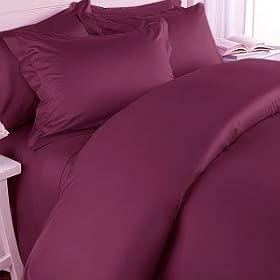 Egyptioan Cotton 3-Pc Duvet Cover Set, 300 Thread count Solid Sateen Queen Burgandy